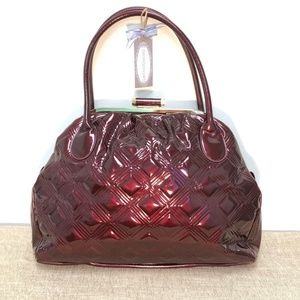 Lg Expandable Candy Apple Red Quilted Tote/Satchel